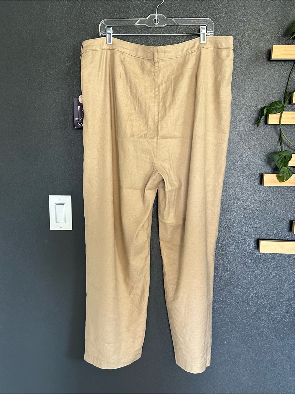 NYDJ Linen Blend Wide Leg Crop Pants Warm Sand Size 18 NWT - Picture 4 of 7